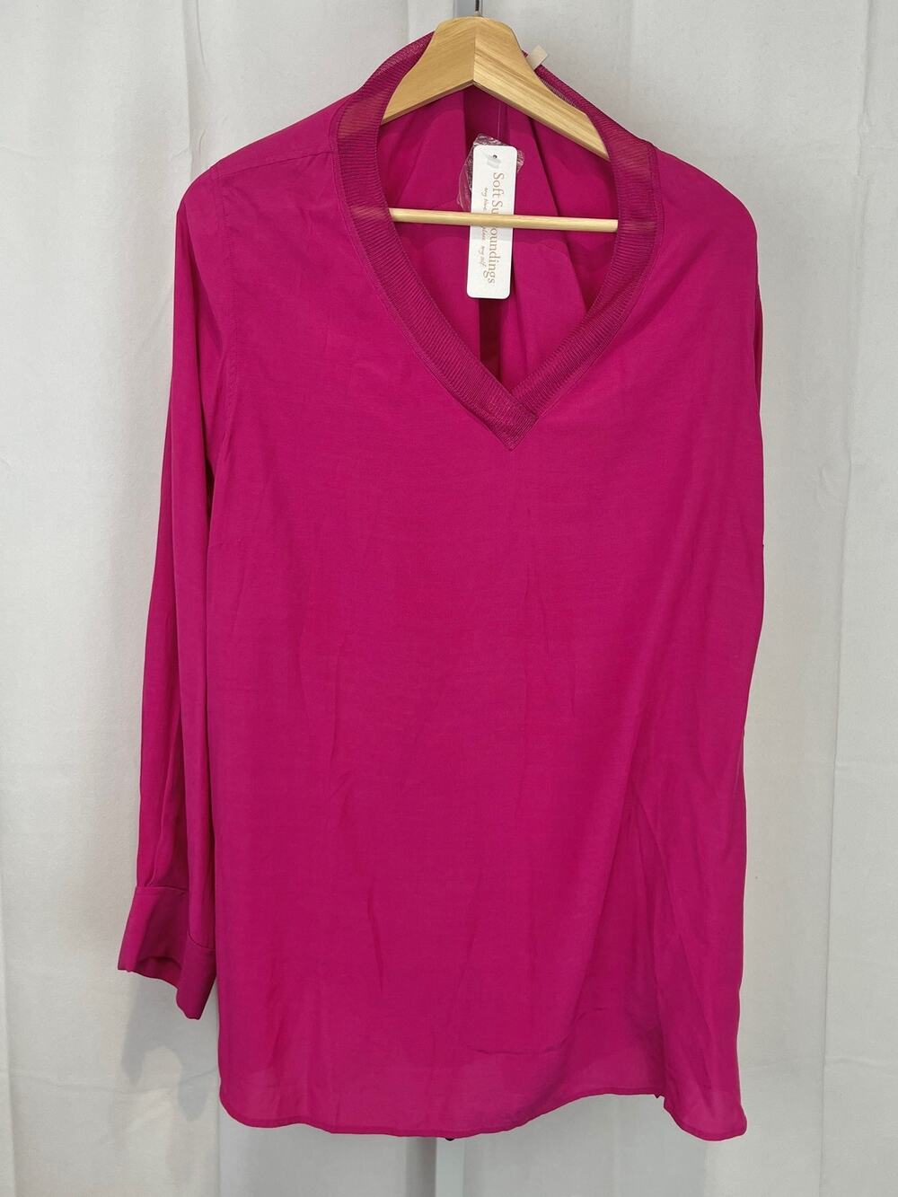 NWT SOFT SURROUNDINGS Alita Top Tunic V Neck Cactus Flower Pink Size 1X Plus